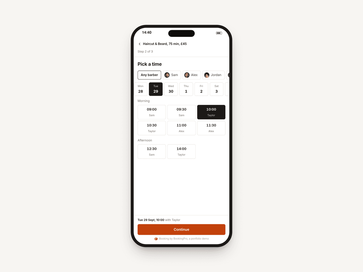 BookingPro: Phone Booking