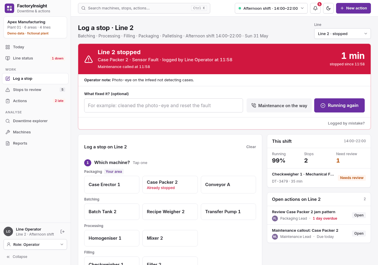 FactoryInsight: Log a Stop