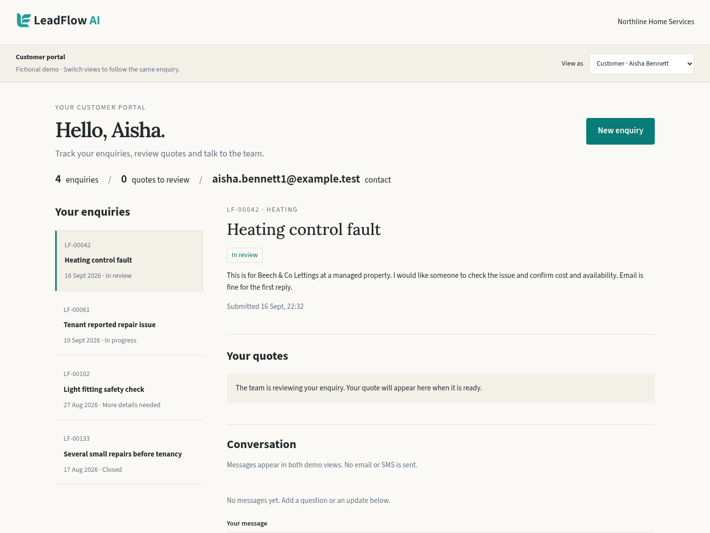 LeadFlowAI: Customer Portal